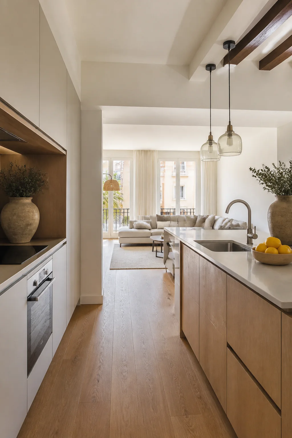 Vivienda reformada con cocina y salón abiertos
